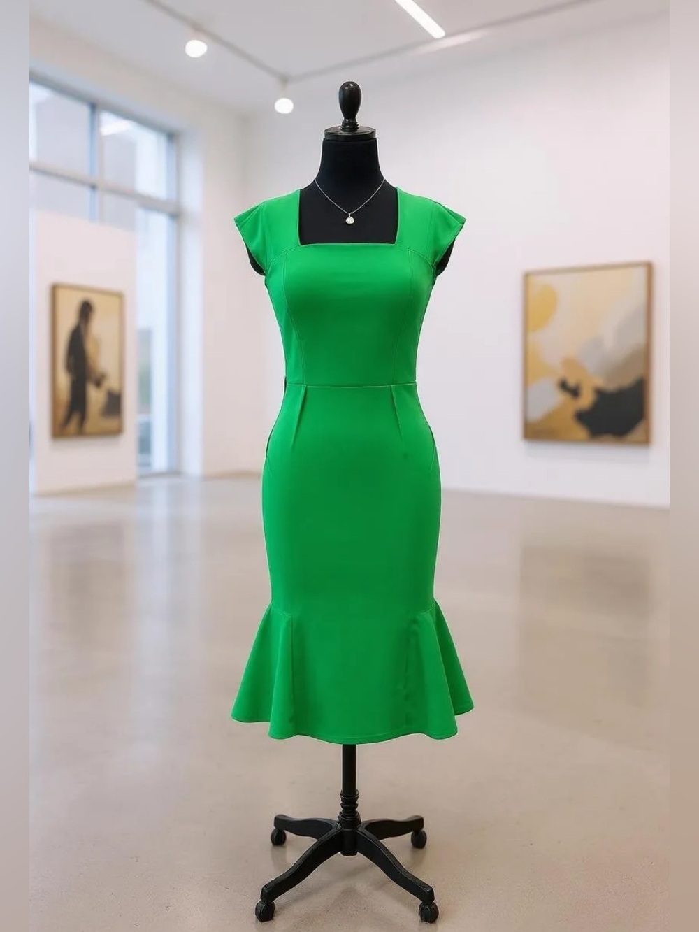 Miusol Kelly Green Fishtail Cocktail Dress | Women’s M